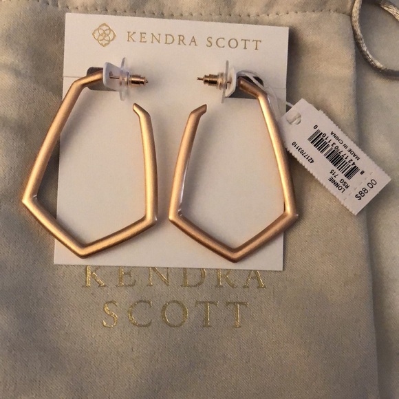 Kendra Scott Lonnie 14k Rose Gold Plated Elongated Hoop Earrings NWT & Dust Bag - Picture 2 of 11